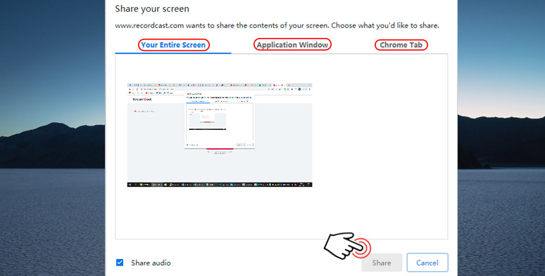 Choose a specific area for screen recording