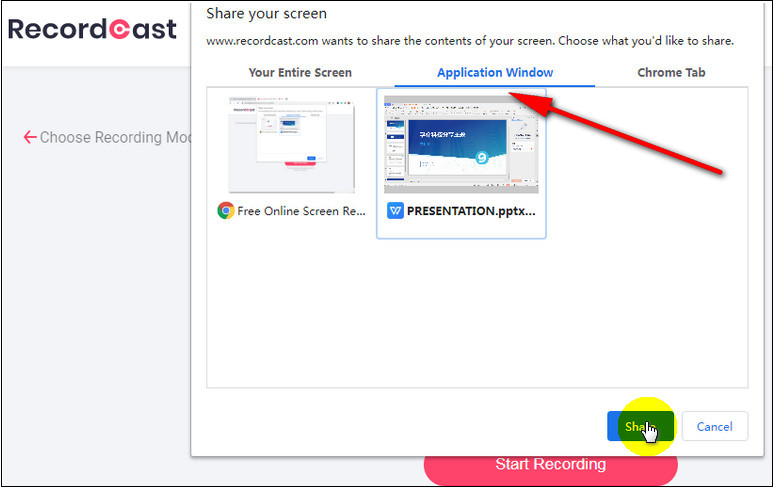 Record PowerPoint Presentation with Audio via RecordCast 3