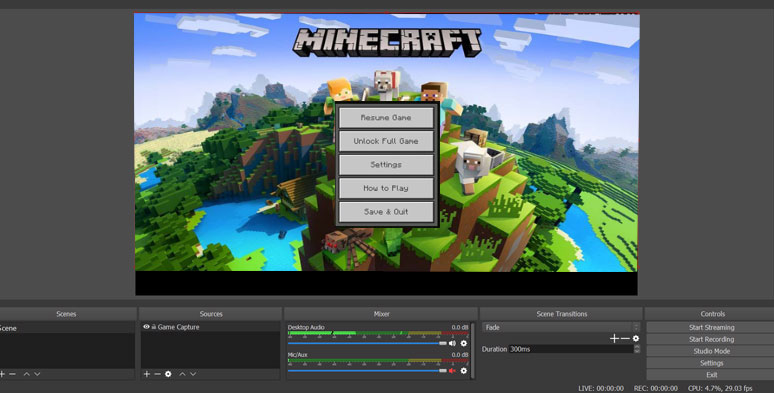 Record Minecraft using OBS Studio